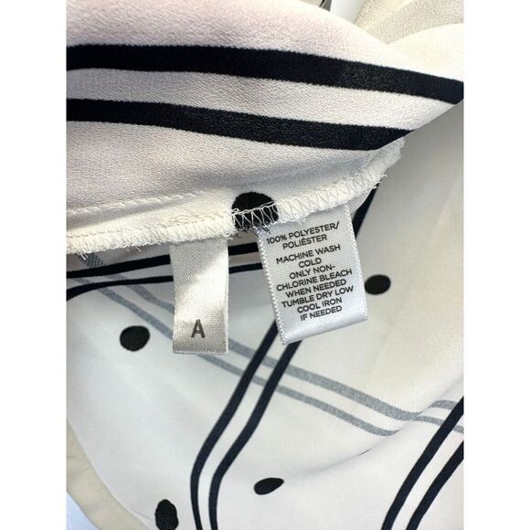 Ann Taylor Loft Sheer Blouse L/S Cream w/ Black Polkadots Medium Petite Career - Picture 6 of 8